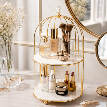 2 Layers Cosmetics Cage Organizer – Stylish Makeup & Skincare Storage Rack