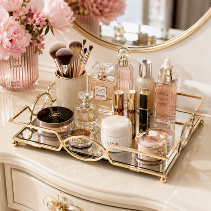 Gold Mirror Tray – Rectangular Decorative Vanity, Coffee Table & Jewelry Display Tray