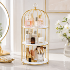 Luxury 3-Tier Golden Cage Cosmetic & Perfume Organizer