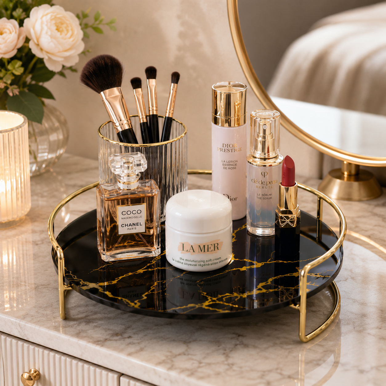 Premium Round Shape Cosmetics Organizer Tray