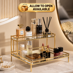 Gold Mirror Cosmetic Organizer Tray – Vanity Makeup & Perfume Stand