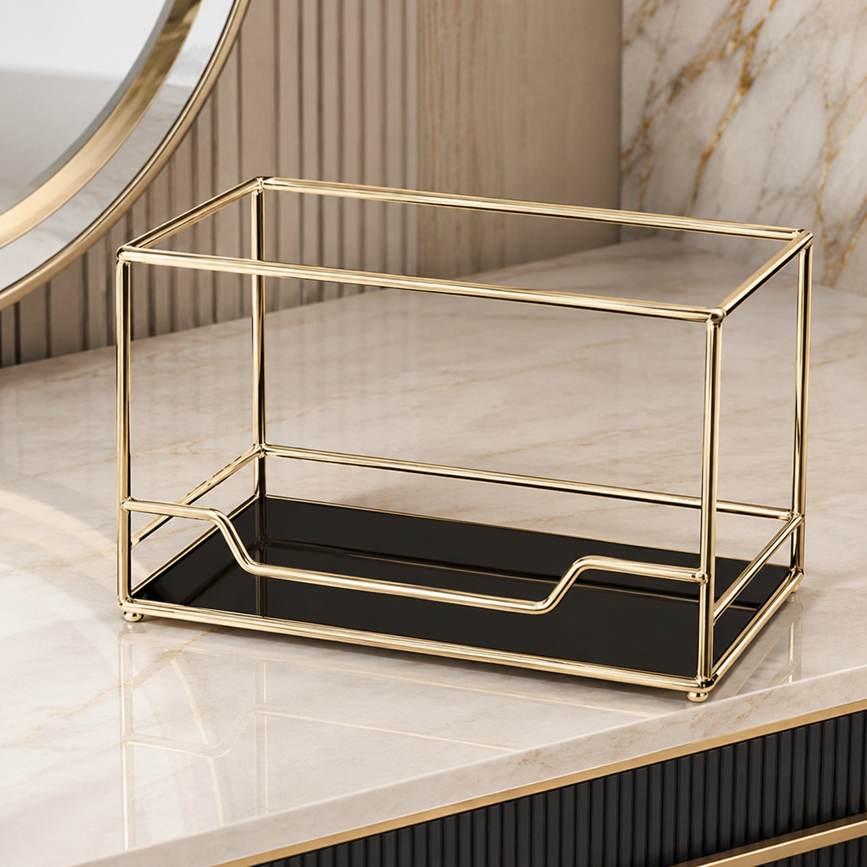 Luxury Gold Frame Cosmetic Organizer Tray