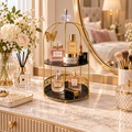 Butterfly 2 Layers Vanity Cage Organizer – Elegant Gold Makeup & Perfume Storage Stand